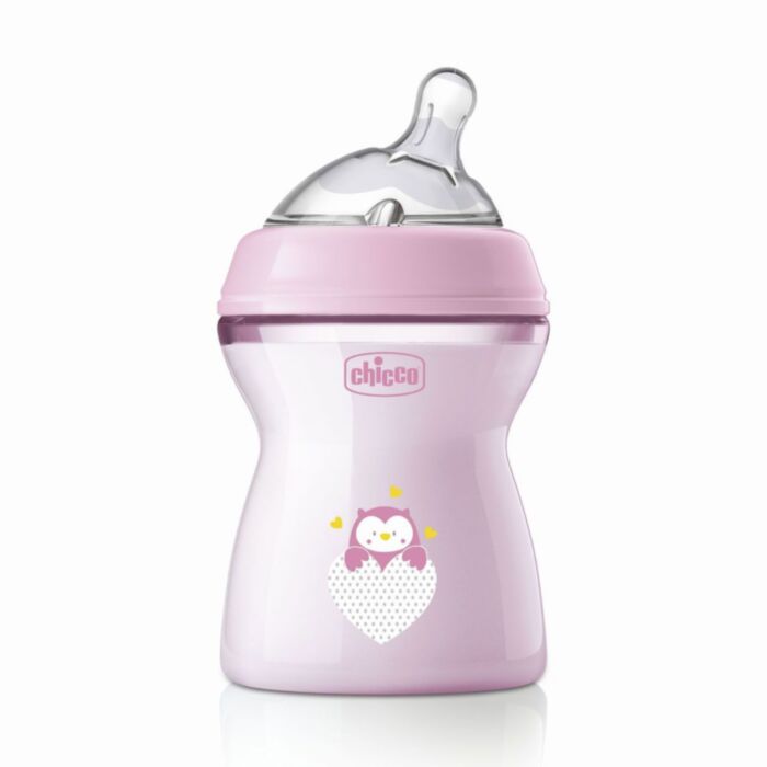 Chicco Plastic Baby Bottle Natural Feeling Anti-Colic Pink 250ml For 2+ Months