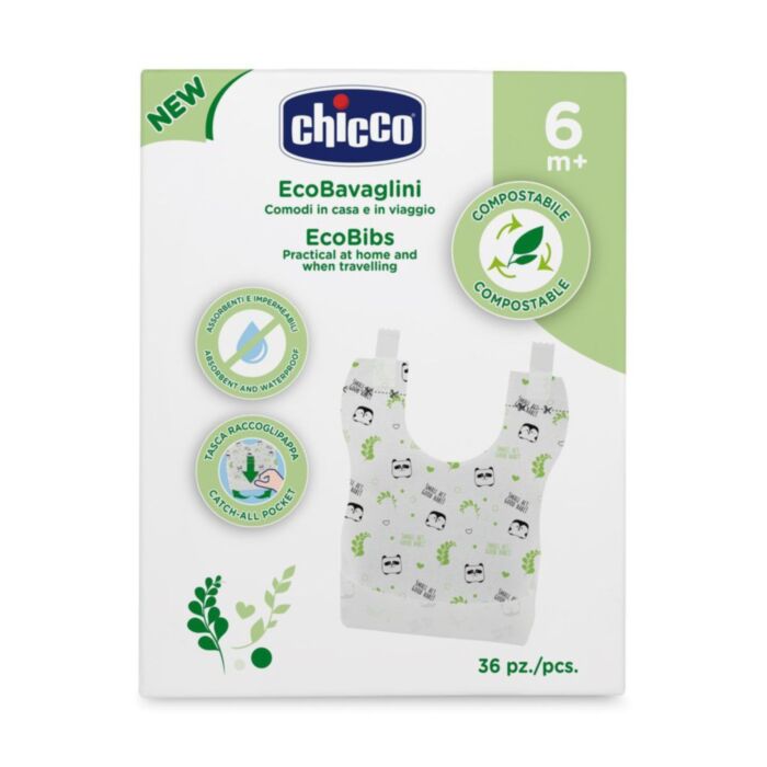 Chicco Σαλιάρα Μιας Χρήσης Βιοδιασπώμενη Ροζ Για 6+ Μηνών 36τμχ